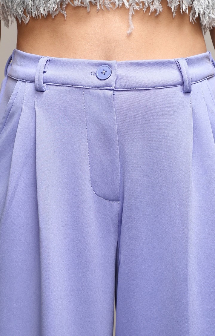 Women's Lilac Solid Trouser