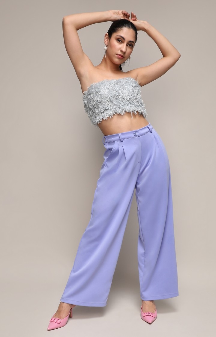 Women's Lilac Solid Trouser