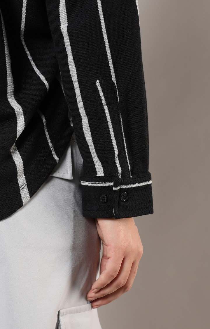 Women's Black Striped Casual Shirts