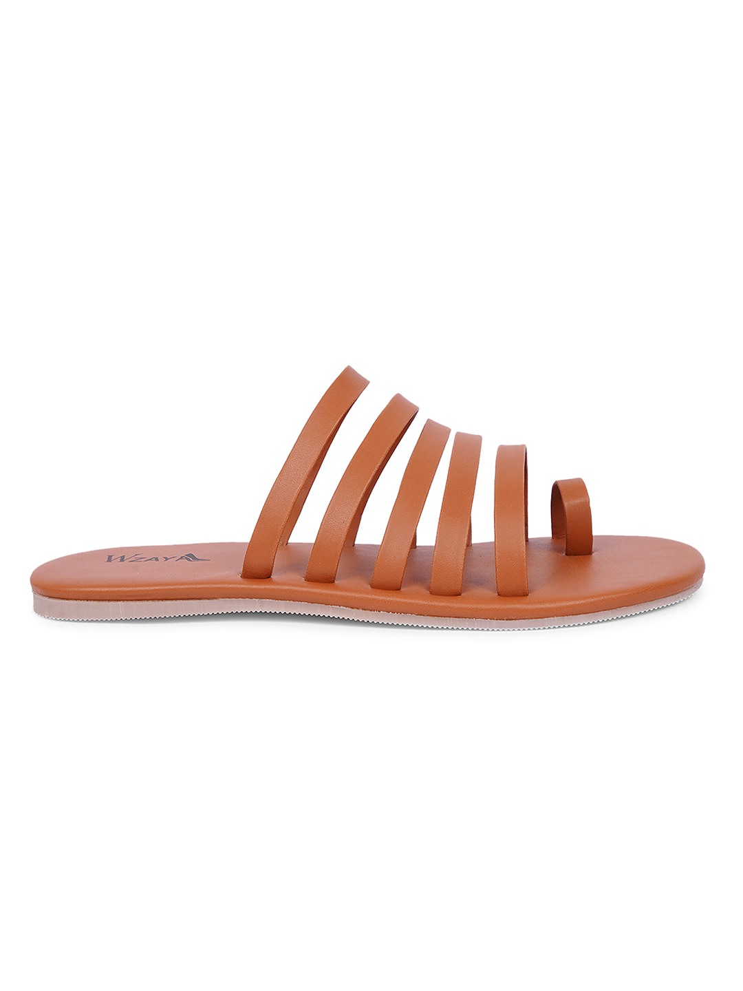 Tan Strappy Open Toe Flat Sandal