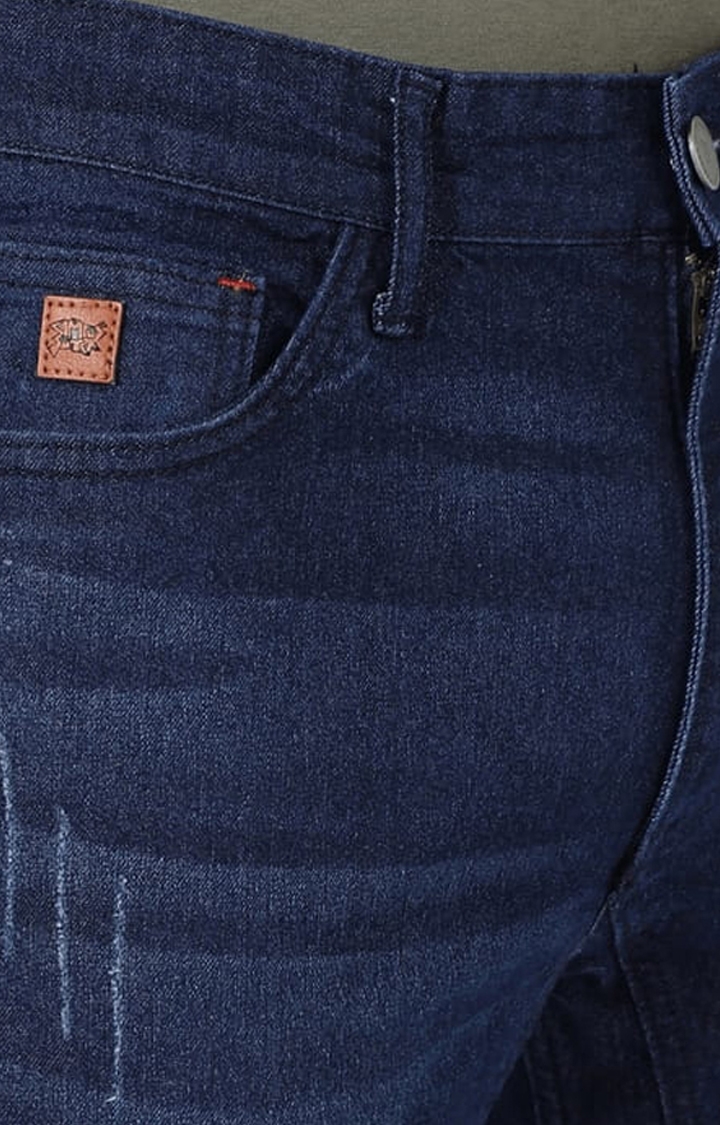 CAMPUS SUTRA | Men's Classic Blue Dark-Washed Slim Fit Denim Jeans 4