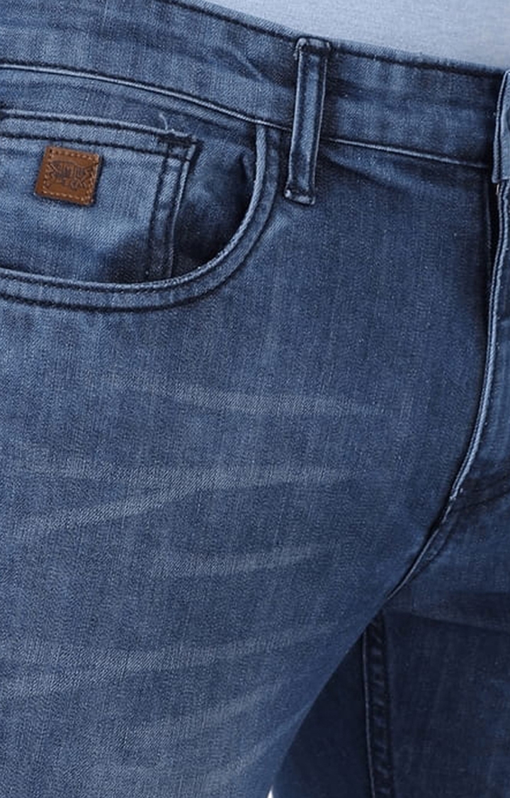 Men's Classic Blue Medium-Washed Slim Fit Denim Jeans