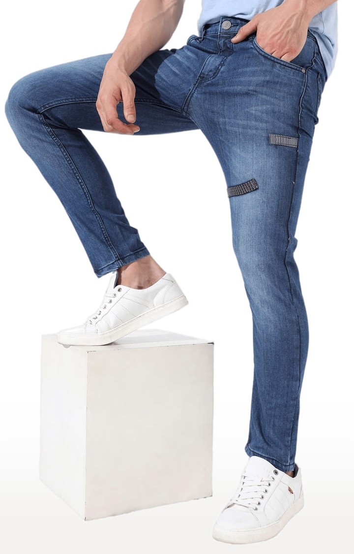 Men's Classic Blue Medium-Washed Slim Fit Denim Jeans