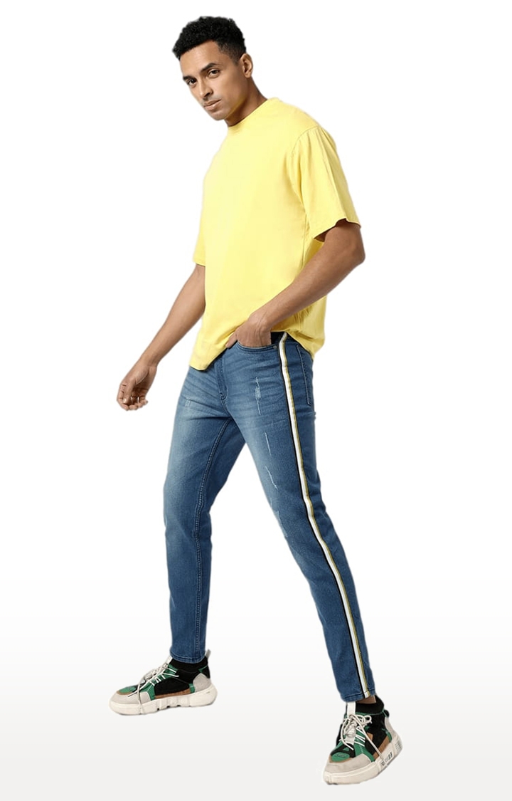 Men's Classic Blue Light-Washed Slim Fit Denim Jeans