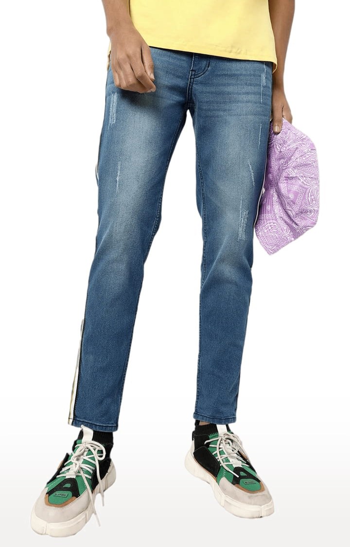 Men's Blue Solid Denim Slim Jeans