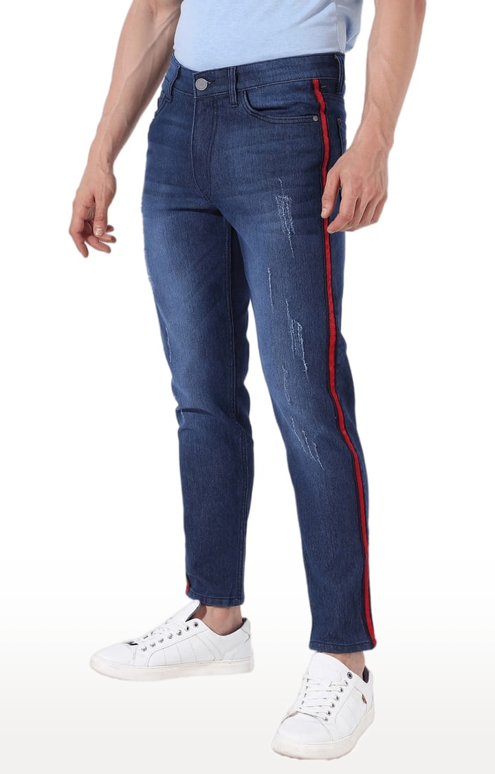 CAMPUS SUTRA | Men's Classic Blue Dark-Washed Slim Fit Denim Jeans