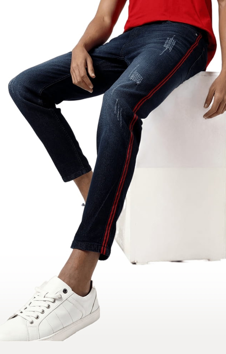 Men's Classic Blue Dark-Washed Slim Fit Denim Jeans