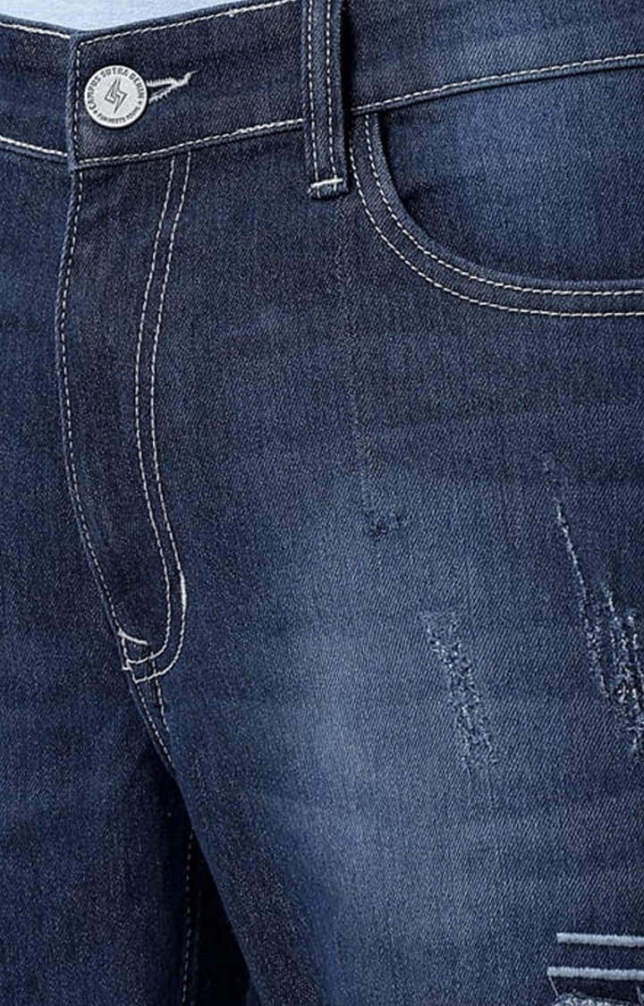 CAMPUS SUTRA | Men's Classic Blue Medium-Washed Slim Fit Regular Fit Denim Jeans 4