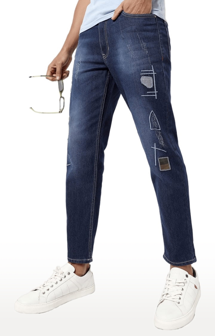 CAMPUS SUTRA | Men's Classic Blue Medium-Washed Slim Fit Regular Fit Denim Jeans 2