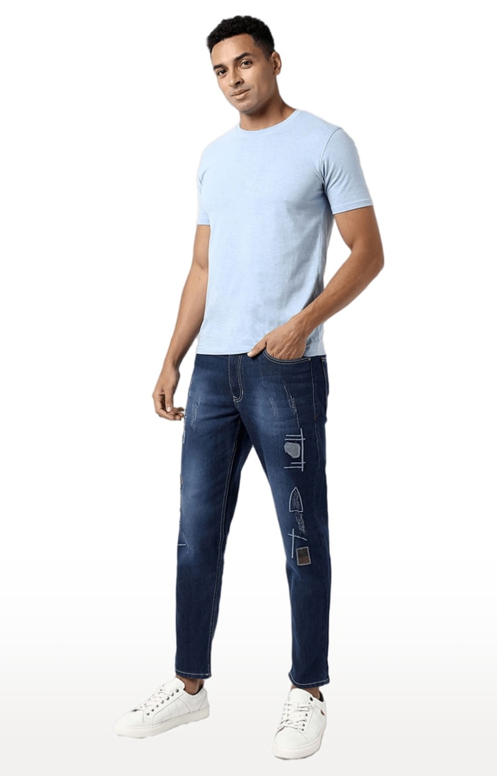CAMPUS SUTRA | Men's Classic Blue Medium-Washed Slim Fit Regular Fit Denim Jeans 1