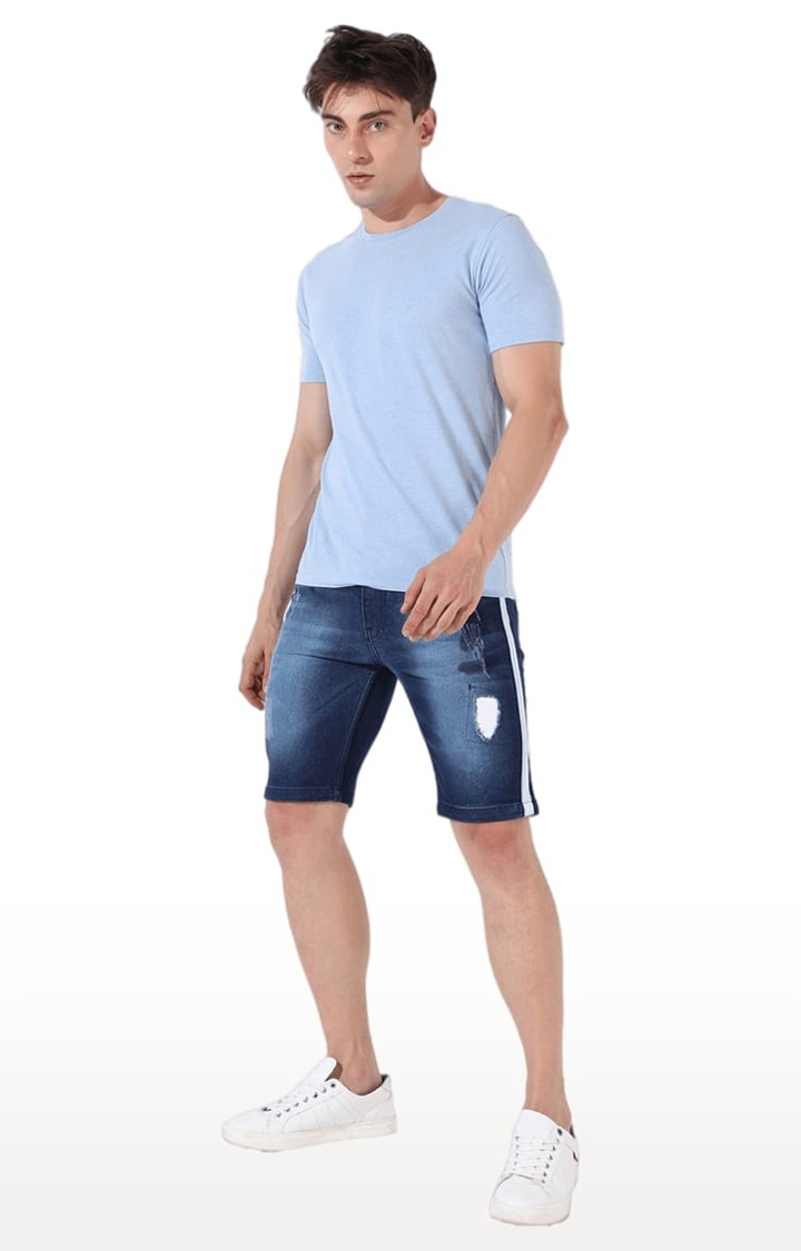 Men's Classic Blue Dark-Washed Regular Fit Denim Shorts