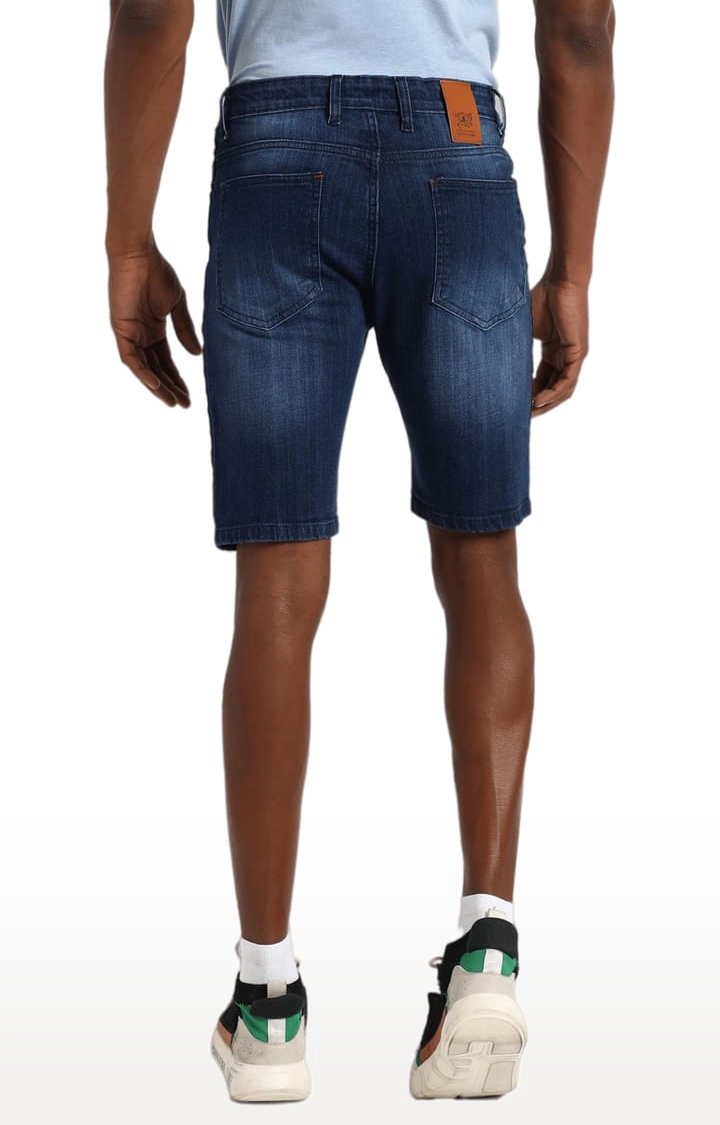CAMPUS SUTRA | Men's Classic Blue Medium-Washed Regular Fit Denim Shorts 2