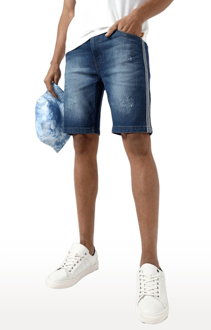 Men's Classic Blue Light-Washed Regular Fit Denim Shorts