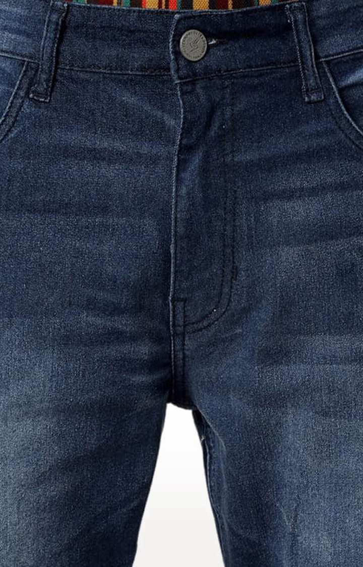 Men's Blue Solid Denim Shorts