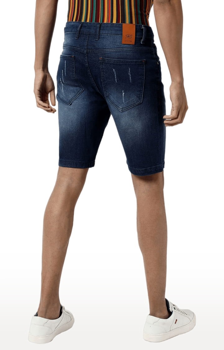 Men's Classic Blue Medium-Washed Regular Fit Denim Shorts