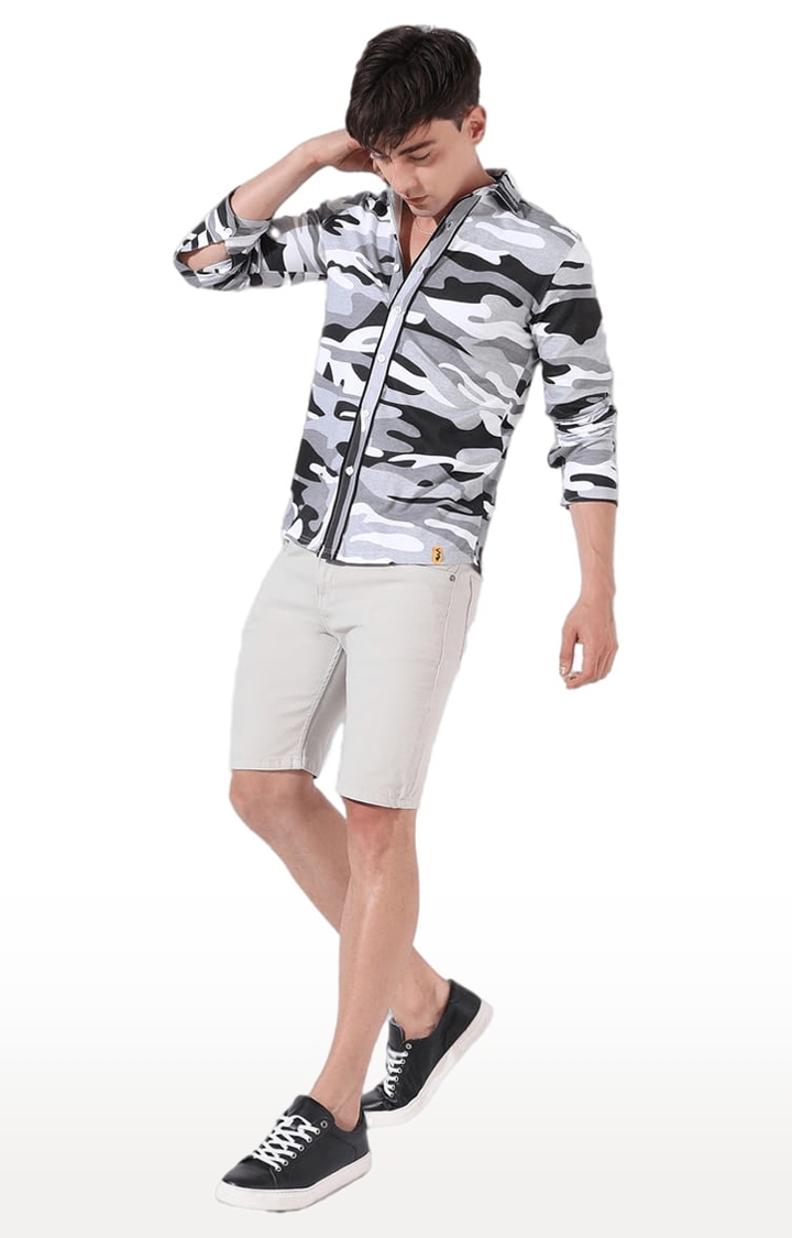 CAMPUS SUTRA | Men's Grey Cotton Printed Casual Shirt 1
