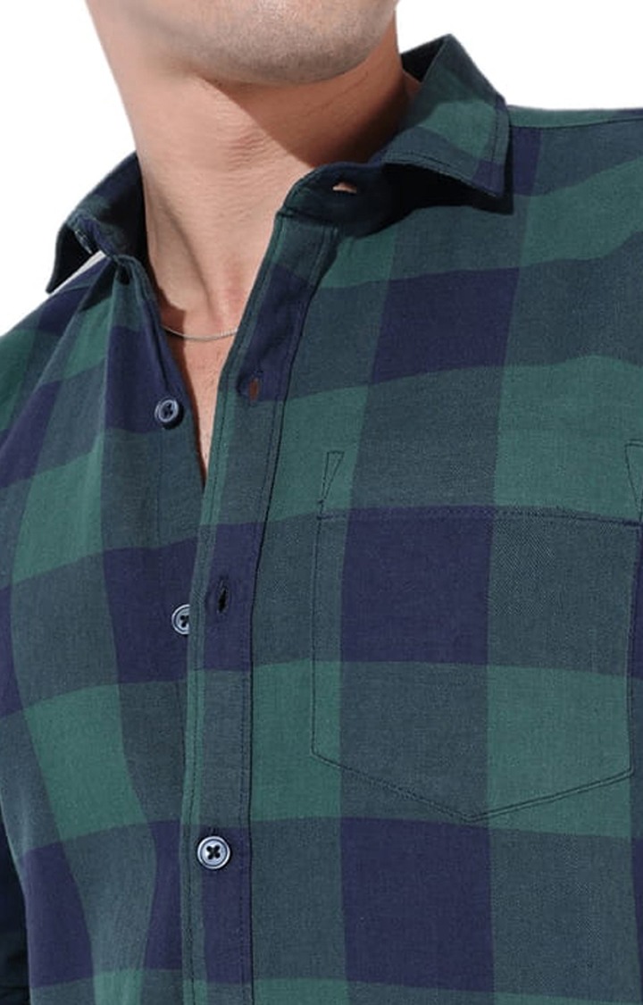 Men's Green Checked Casual Shirts