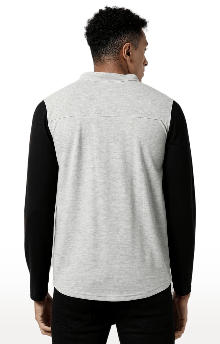 Men's Grey Cotton Colourblock Casual Shirt