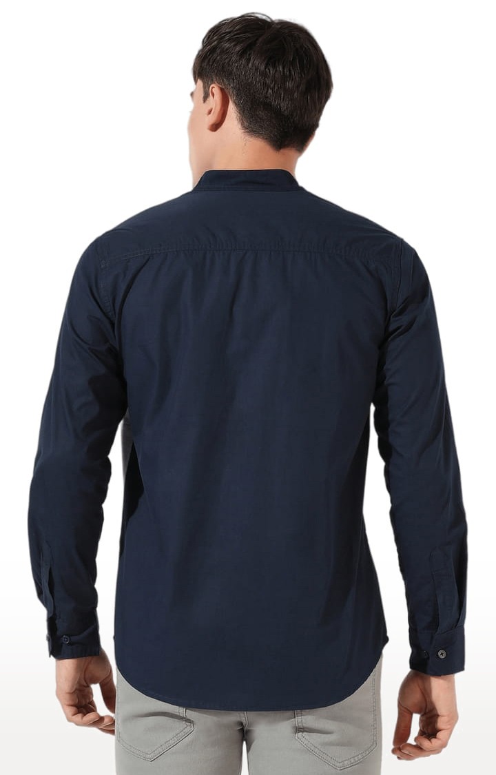 Men's Blue Colourblock Casual Shirts