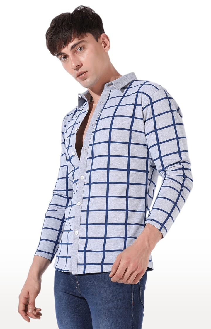 CAMPUS SUTRA | Men's Grey Cotton Checkered Casual Shirt