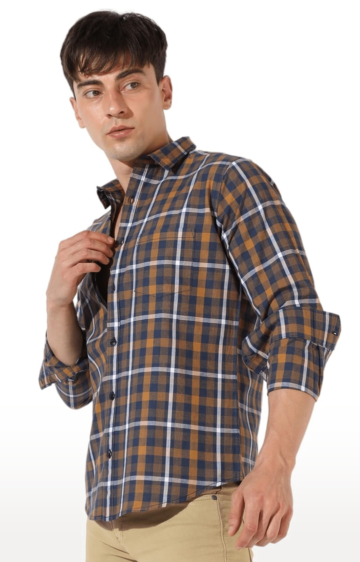 CAMPUS SUTRA | Men's Multicolour Cotton Checkered Casual Shirt