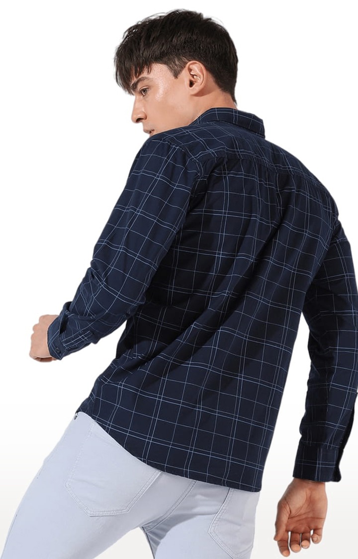 Men's Blue Checked Casual Shirts