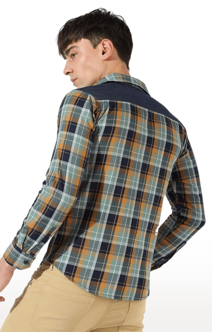 Men's Multicolour Cotton Checkered Casual Shirt