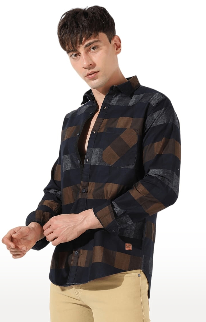 CAMPUS SUTRA | Men's Multicolour Cotton Checkered Casual Shirt