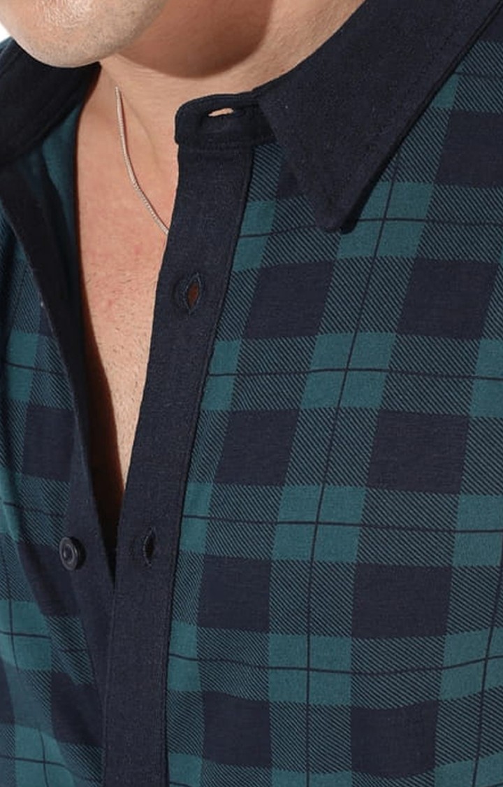 Men's Green Checked Casual Shirts