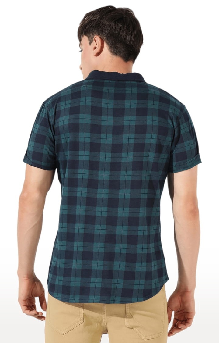 Men's Green Checked Casual Shirts
