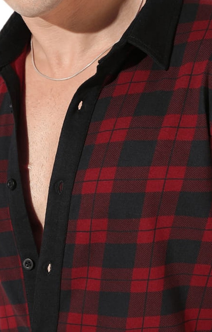 Men's Red Checked Casual Shirts
