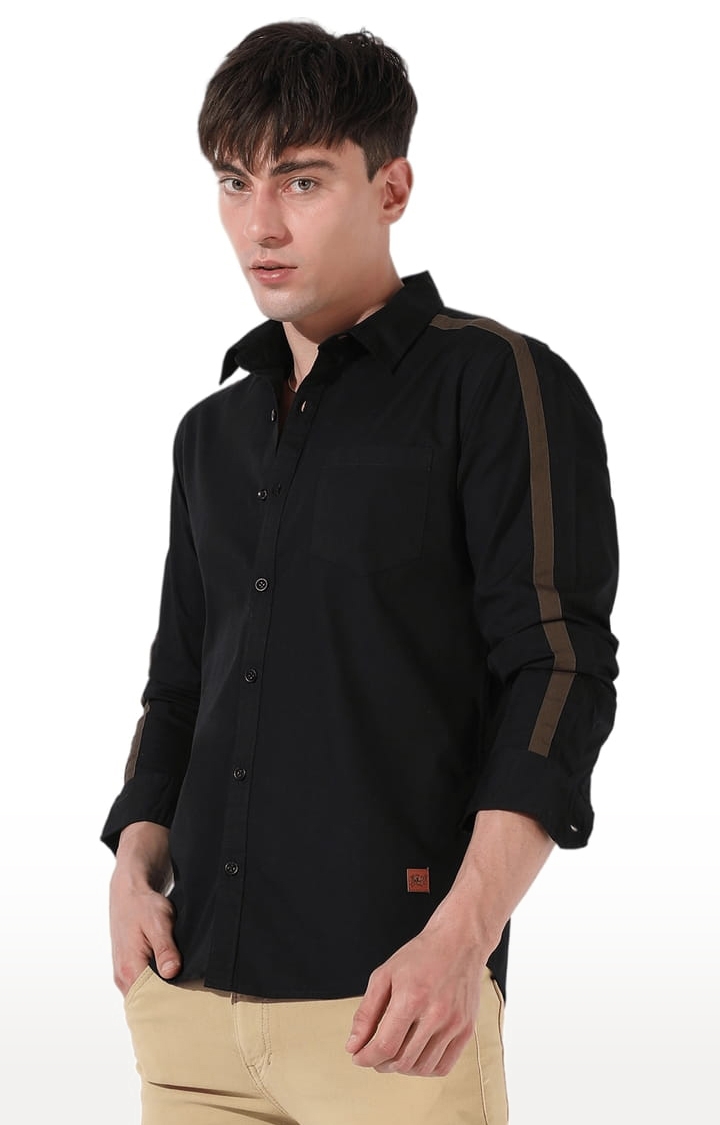 CAMPUS SUTRA | Men's Black Cotton Solid Casual Shirt 0