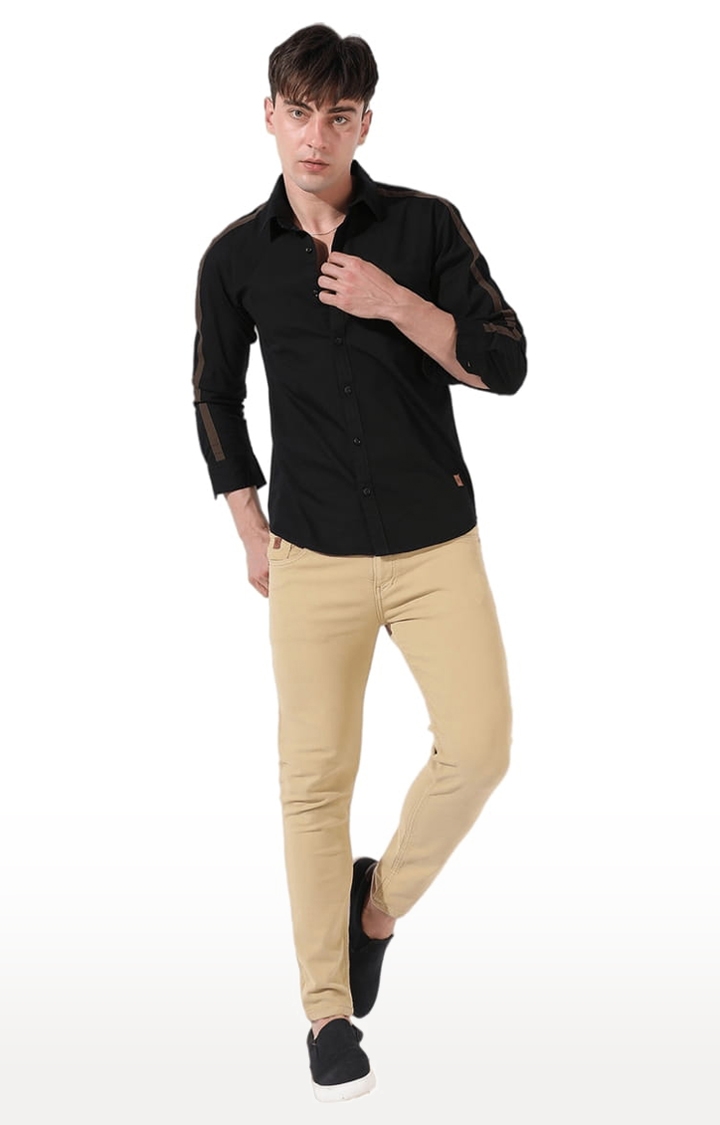 CAMPUS SUTRA | Men's Black Cotton Solid Casual Shirt 1