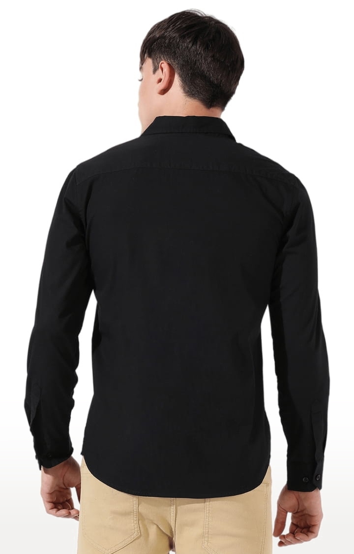 CAMPUS SUTRA | Men's Black Cotton Solid Casual Shirt 2