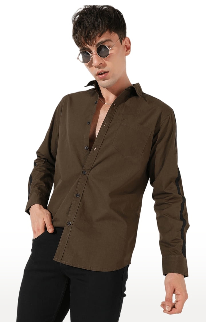 Men's Green Cotton Solid Casual Shirt