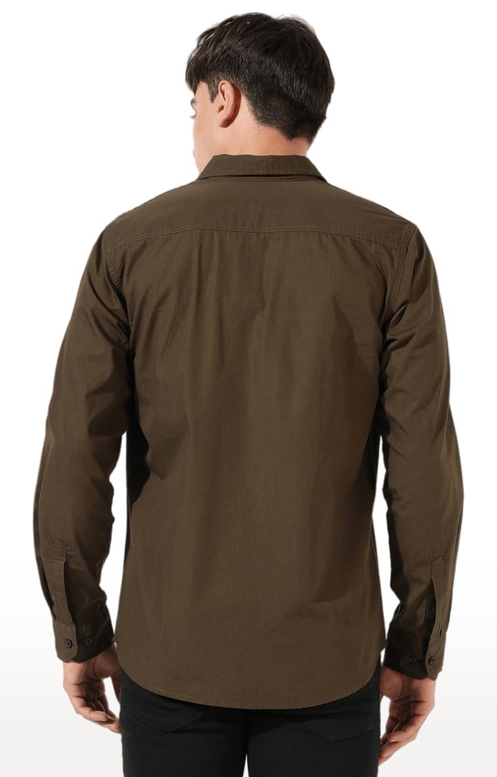 Men's Green Solid Casual Shirts