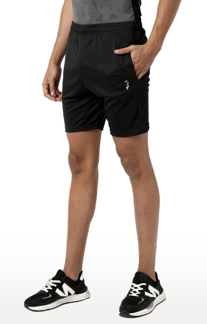 CAMPUS SUTRA | Men's Solid Black Regular Fit Activewear Shorts