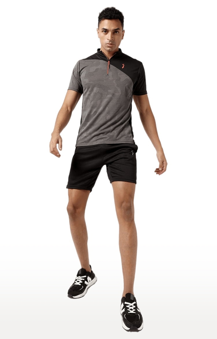 Men's Solid Black Regular Fit Activewear Shorts