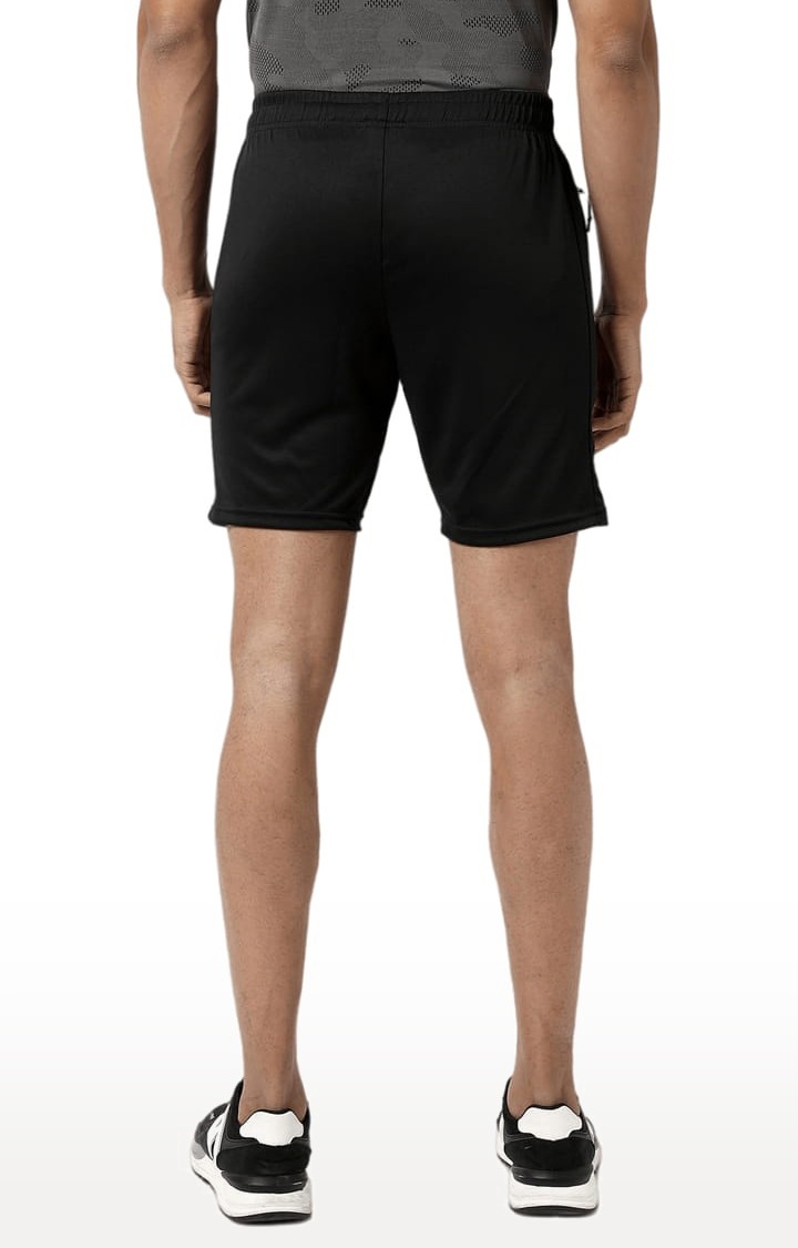 Men's Solid Black Regular Fit Activewear Shorts