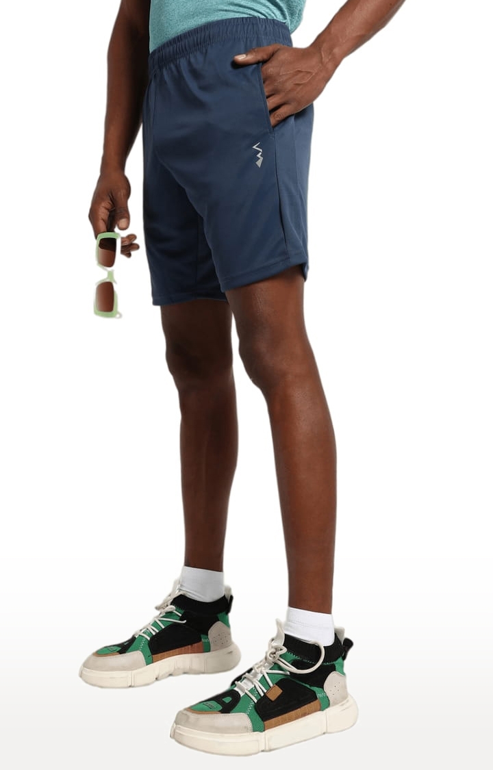 CAMPUS SUTRA | Men's Solid Blue Regular Fit Activewear Shorts