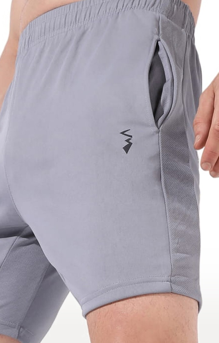 Men's Solid Grey Regular Fit Activewear Shorts