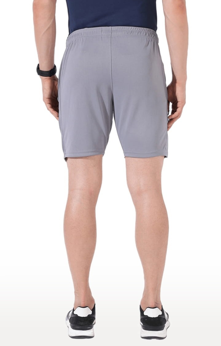 Men's Grey Solid Polyester Activewear Shorts