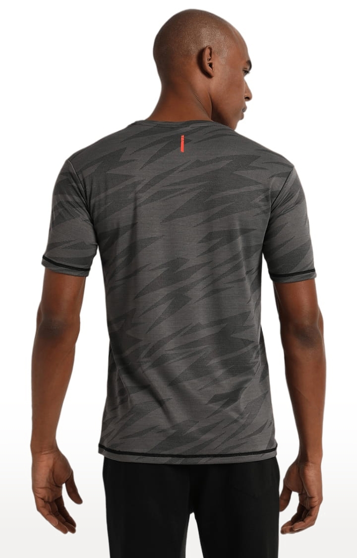 Men's Grey Polyester Graphics Activewear T-Shirt