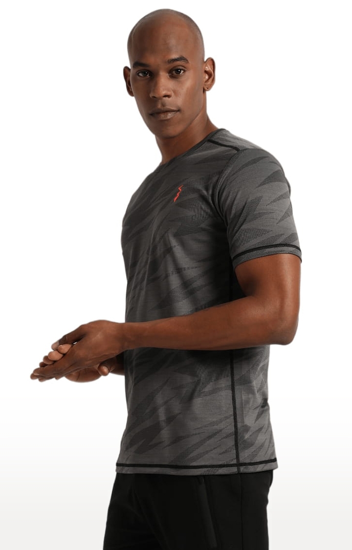 CAMPUS SUTRA | Men's Grey Polyester Graphics Activewear T-Shirt