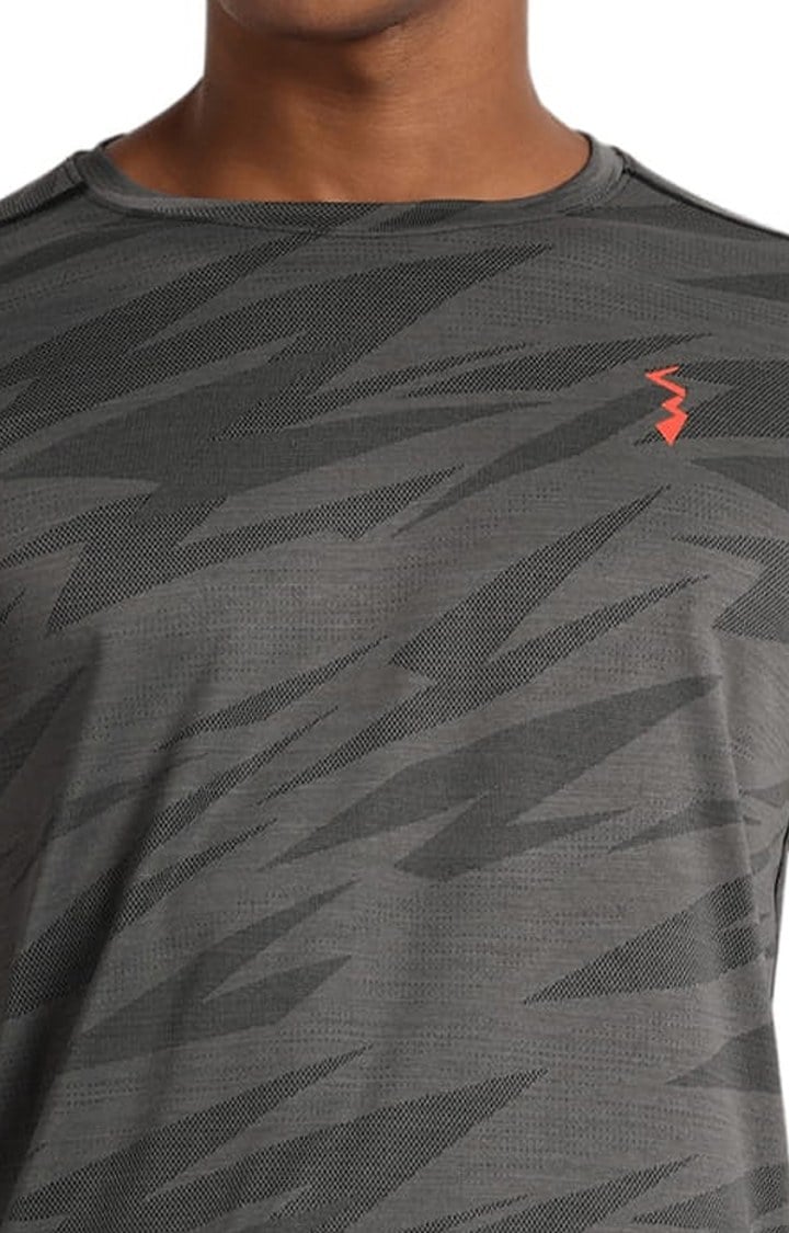 Men's Grey Printed Activewear T-Shirts