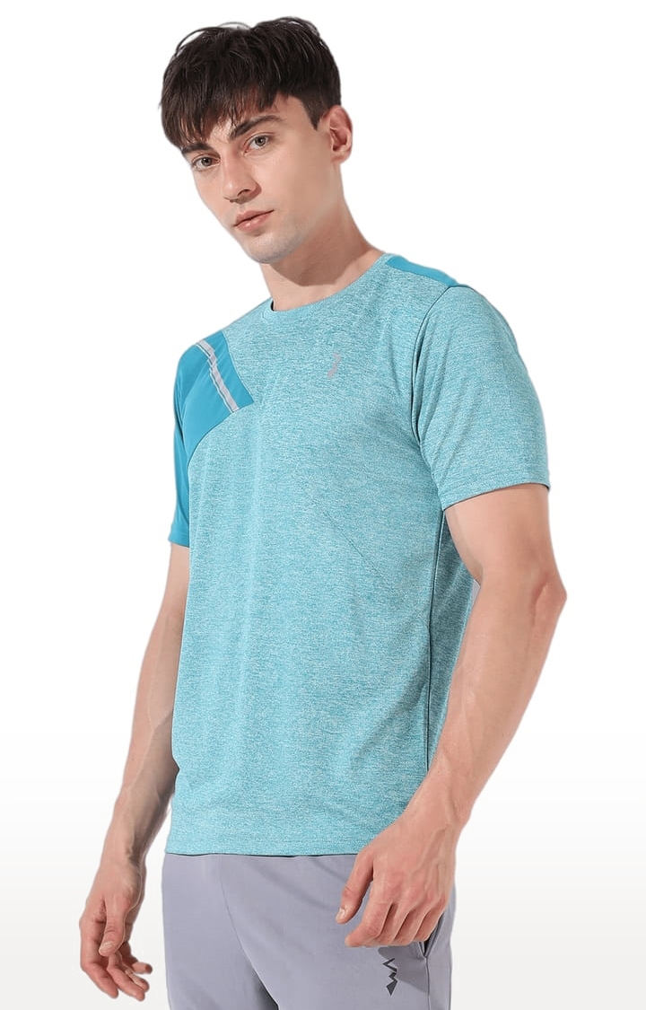 CAMPUS SUTRA | Men's Green Polyester Colourblock Activewear T-Shirt