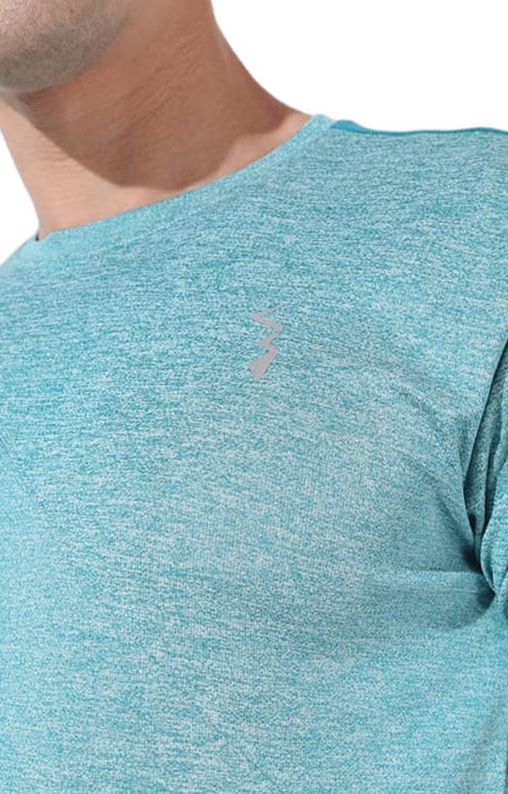 Men's Green Melange Activewear T-Shirts