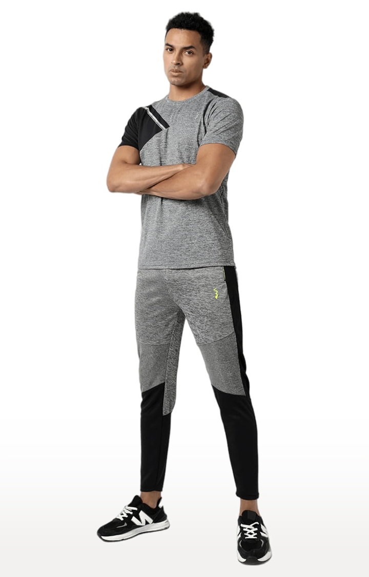 CAMPUS SUTRA | Men's Grey Polyester Colourblock Activewear T-Shirt 1