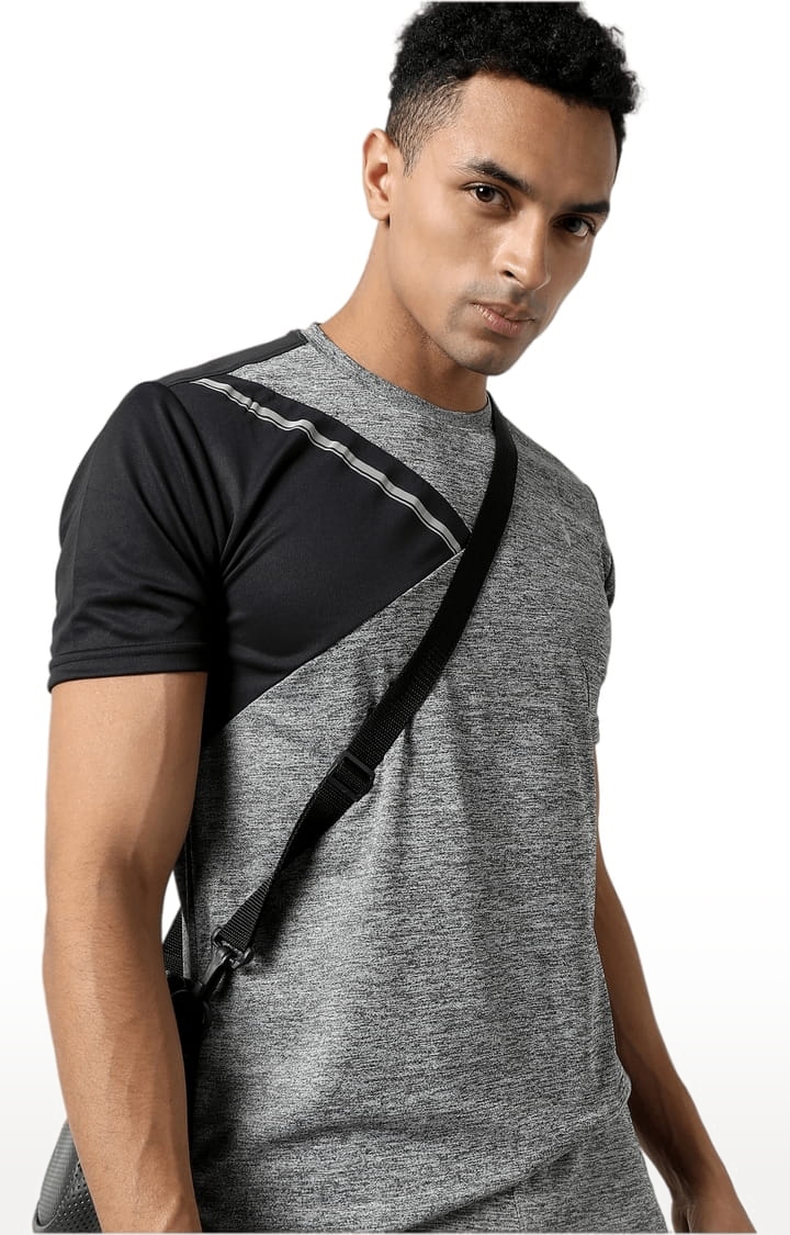 CAMPUS SUTRA | Men's Grey Polyester Colourblock Activewear T-Shirt 2