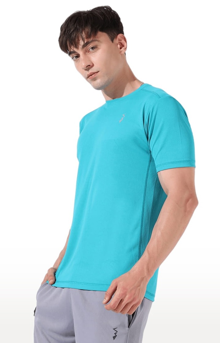 Men's Blue Solid Activewear T-Shirts